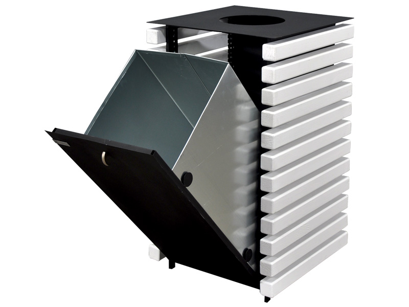 Урна металева Урбан Люкс (з відкидним баком) 430х430х700мм Біла КОМПРЕД OL356